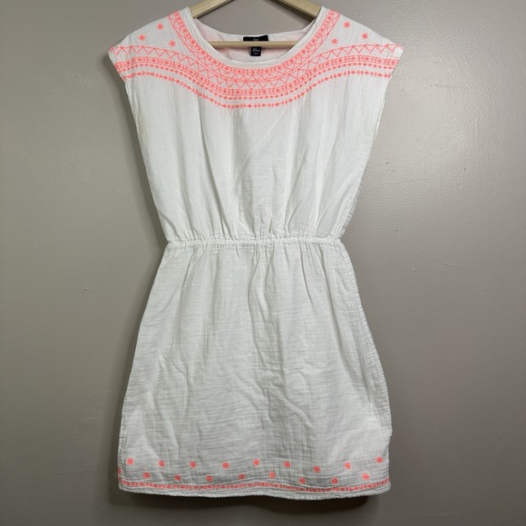 GAP Dresses & Skirts - GAP Women's Cotton Cover Up White Pink Embroidery Detail Summer Dress Sz S‎